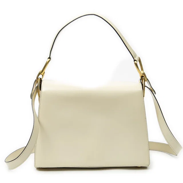 Celine Vintage Flap Bag Top Handle Ivory Calfskin Leather in White Calfskin from The Reluxe