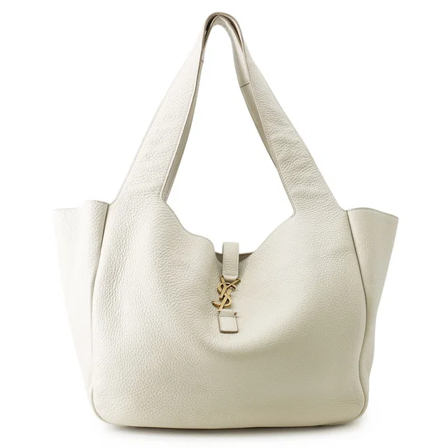 Saint Laurent LE 5 A 7 BEA Le Sancassette Bear Tote Bag Blanc Vintage/Dark Beige763435AADDG9275 Soft Deer… in White Leather from GALLERY RARE
