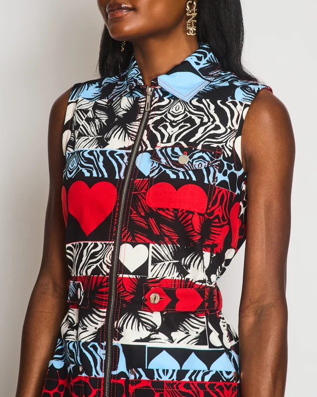 Hermès SS/23 Red "Wild" Print Sleeveless Midi Dress Size FR 36 (UK 8) in Red from Sellier, photo 2 of 2