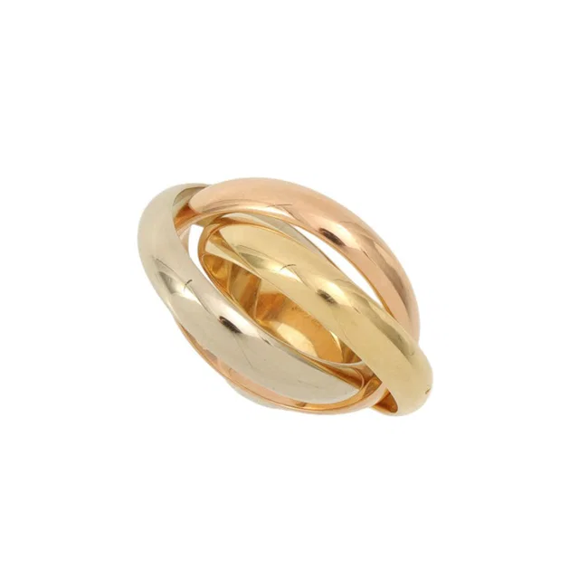 Cartier 18K Trinity Ring #52 Yellow Gold/Pink Gold/White Gold in White from VINTAGE QOO TOKYO