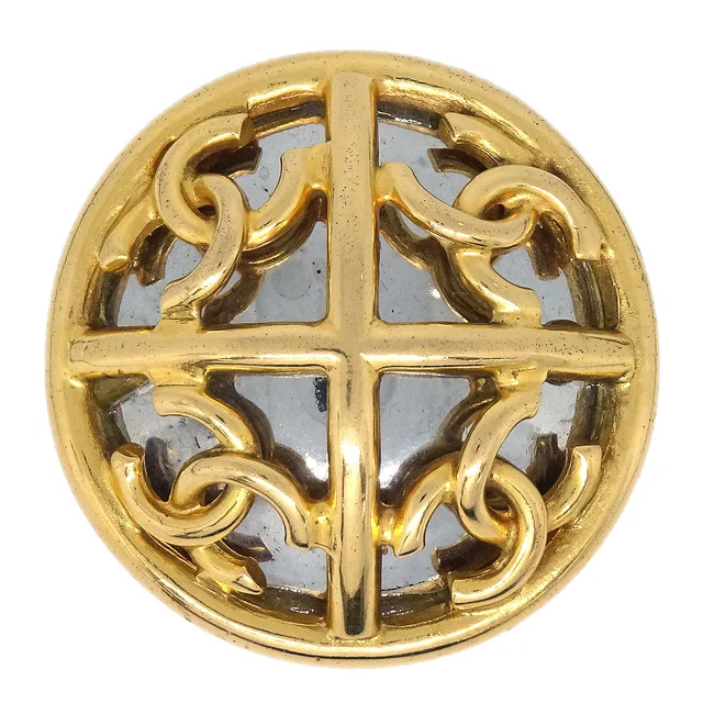 Chanel Medallion Brooch Pin Gold 93P/1272 in Gold from AMORE Vintage Tokyo