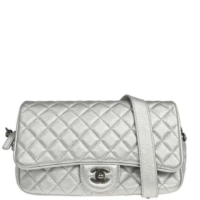 Chanel 2016-2017 Silver Calfskin Casual Rock Shoulder Bag in Silver Calfskin from AMORE Vintage Tokyo