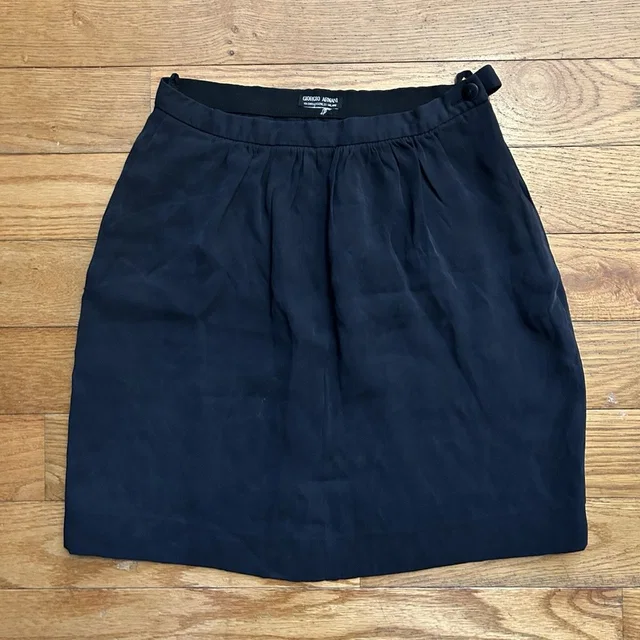 Vintage 80s Giorgio Armani Black Silk Mini Skirt Side Zip Xs in black Silk from Poshmark