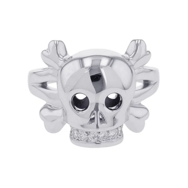 Dior Tet du Maure Skull Ring Size 55/#15 18K White Gold in White from GALLERY RARE