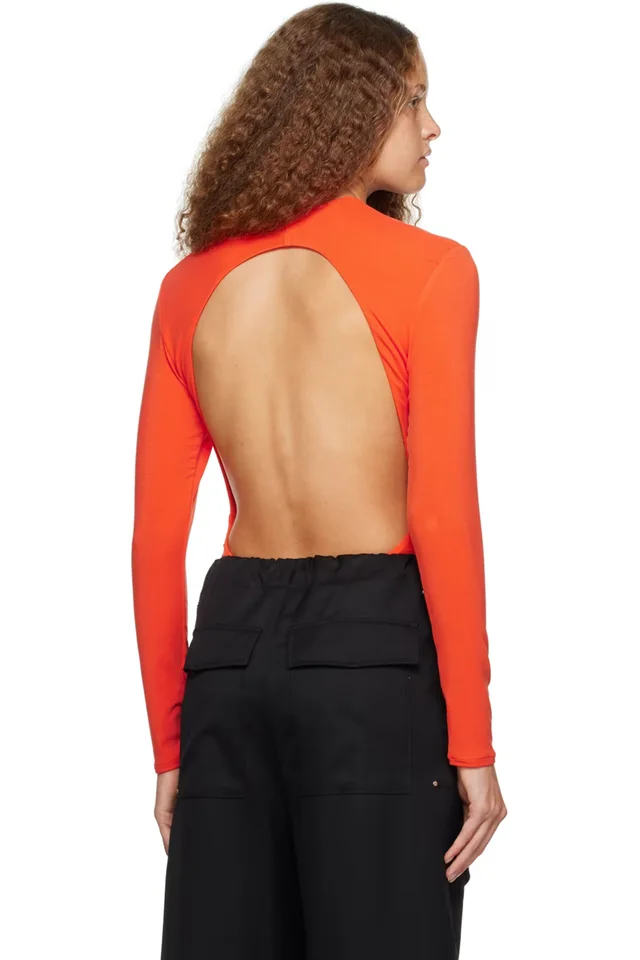 Paris Georgia Orange Backless Bodysuit, photo 3 of 3 from SSENSE