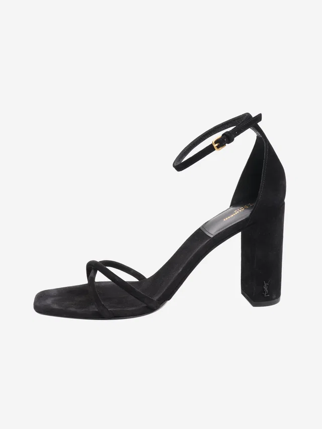 Saint Laurent Black suede sandal heels - size EU 40.5 in Black Suede from Sign of the Times