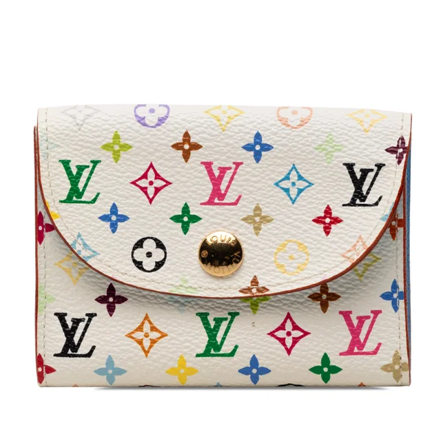 White Louis Vuitton Monogram Multicolore Card Holder in White Canvas from Designer Revival
