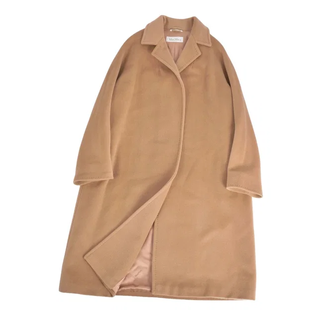 Max Mara White Tag Coat Long Buttonle in White Cashmere from The Reluxe