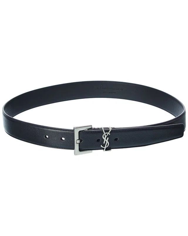 Saint Laurent Monogram Leather Belt, image 1 of 1 from Gilt