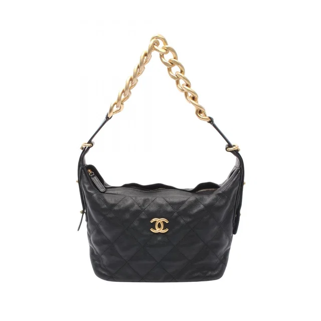 Chanel Shoulder Bag Quilted Hobo Black Lambskin in Black Lambskin from The Reluxe