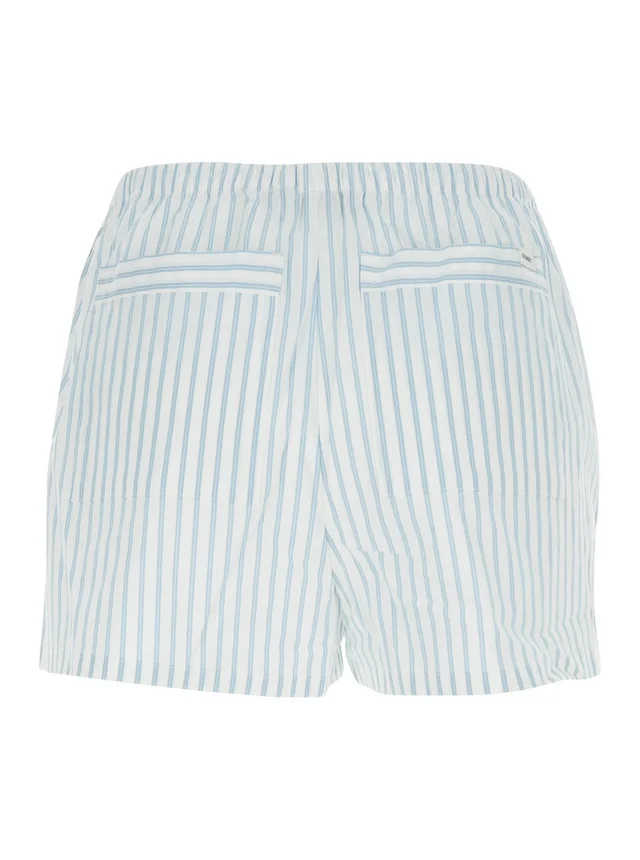 DUNST Light blue Shorts with elasticated waist and drawstring and all-over striped print in cotton blend for women in 76% Cotton 21% Nylon 3% Polyurethane, photo 4 of 6 from Gaudenzi Boutique