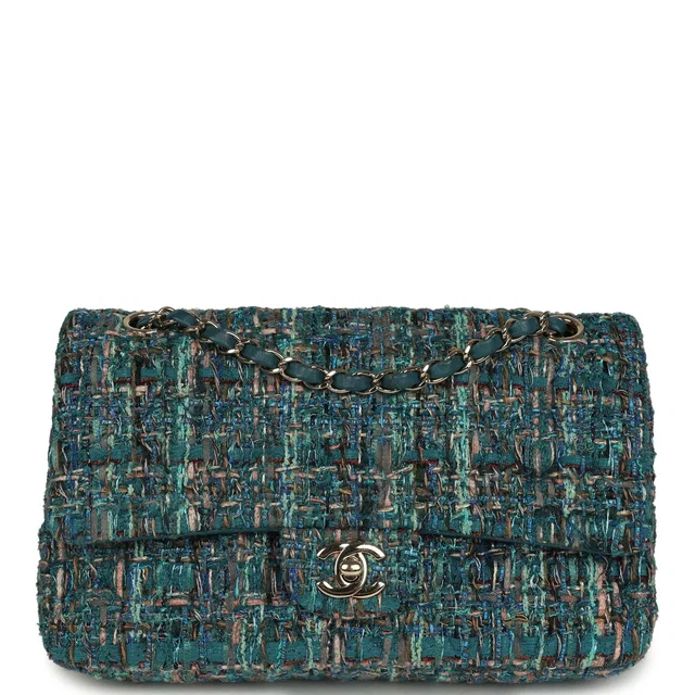 Chanel Medium "Egypt" Classic Double Flap Bag Blue Tweed Light Gold Hardware in Blue Tweed from Madison Avenue Couture