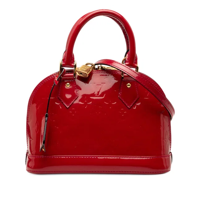 Red Louis Vuitton Monogram Vernis Alma BB Satchel in Red Leather from Designer Revival