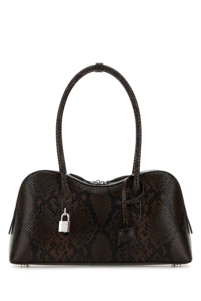 Stella McCartney Python-Embossed Fabric Shoulder Bag — Brown in Brown Python from HEWI