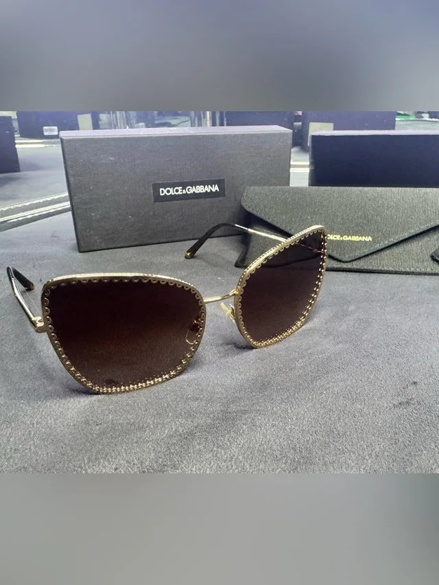 Dolce & Gabbana Gold Frame Brown Gradient Women’s Sunglasses With Gold Trim in gold|brown|red from Poshmark