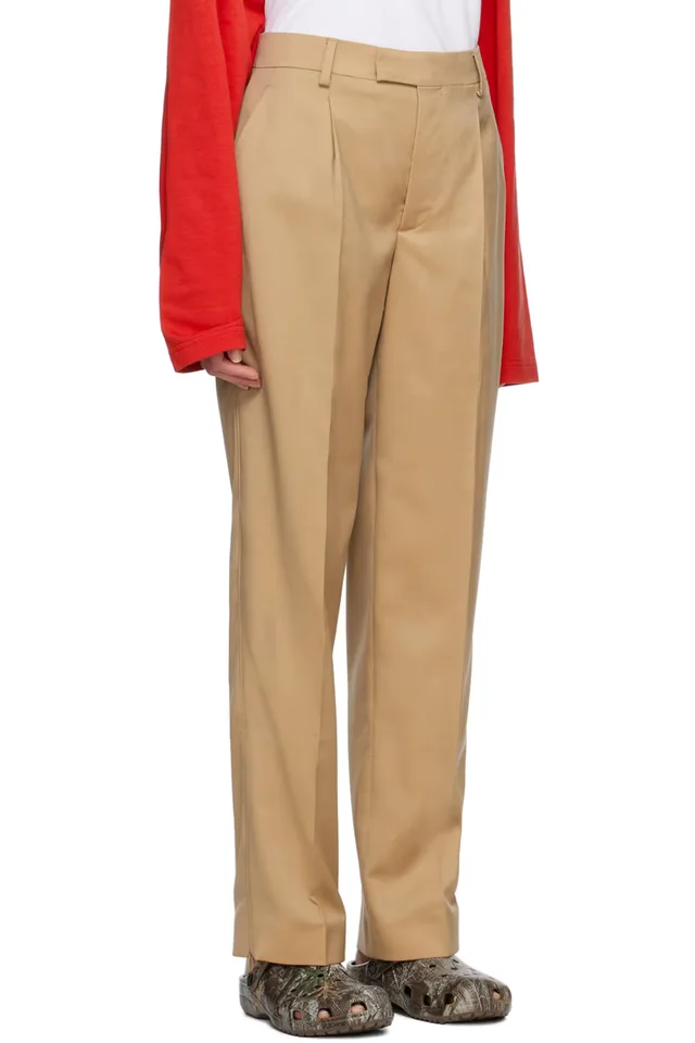 VTMNTS Tan Tailored Trousers, photo 2 of 4 from SSENSE