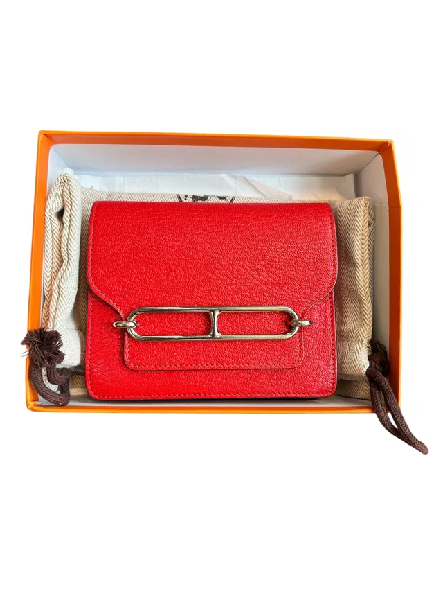 Hermès Roulis Slim Rouge De Couer Chevre PHW #Z in Red Goatskin from Luxury Promise