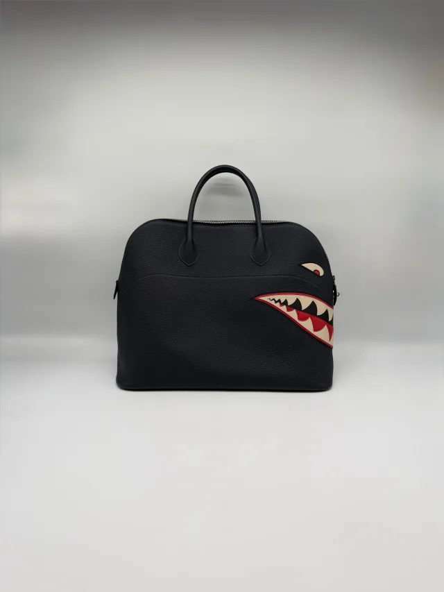 Hermès Bolide 45 Shark Bleu Nuit Togo Palladium Hardware in Navy Togo leather from Luxury Promise, photo 3 of 11