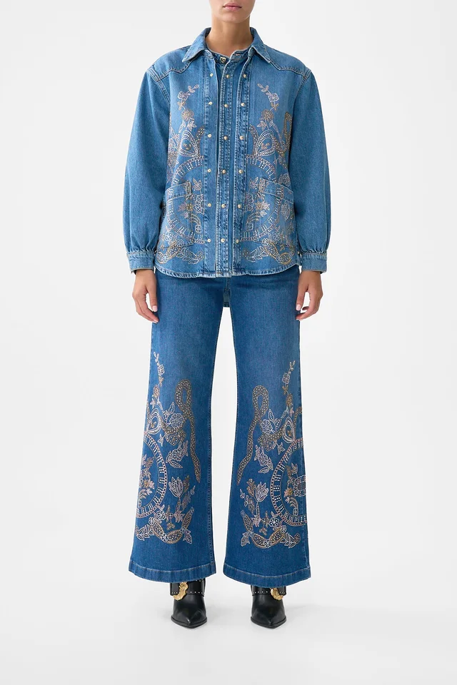 Camilla eBoutique LALITA ACE OF LACE LONG LINE SHIRT DENIM from CAMILLA, photo 1 of 1