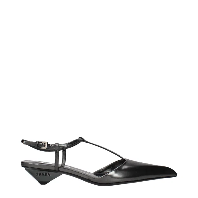 Prada Gray Leather Flat Sandals in Grey Leather from HEWI