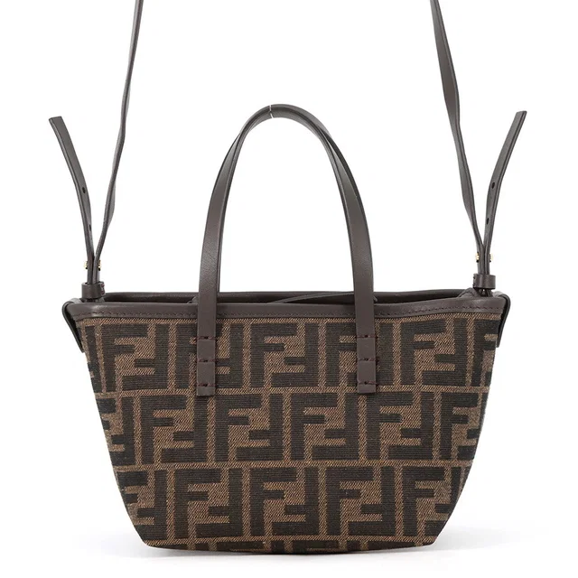 Fendi Roll 2WAY Tote Bag Brown8BS096 Canvas Leather Size Mini in Canvas from GALLERY RARE