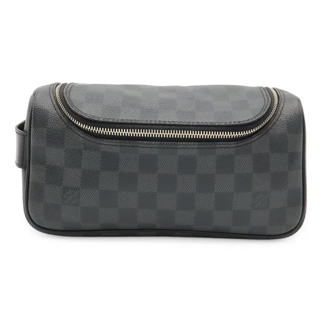 Louis Vuitton Damier Graphite Toilet Pouch Travel Clutch Handbag in Grey Coated canvas from The Reluxe