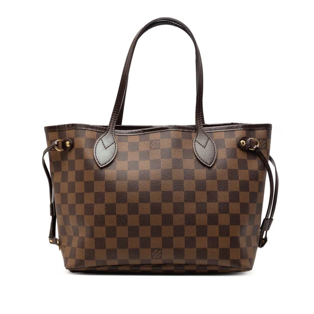 Brown Louis Vuitton Damier Ebene Neverfull PM Tote Bag in Brown Canvas from Designer Revival