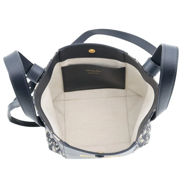 Dior Oblique Signature Bucket Bag NavyM2840UTZQ_M928 Canvas Leather Size Small in Canvas from GALLERY RARE, photo 6 of 17