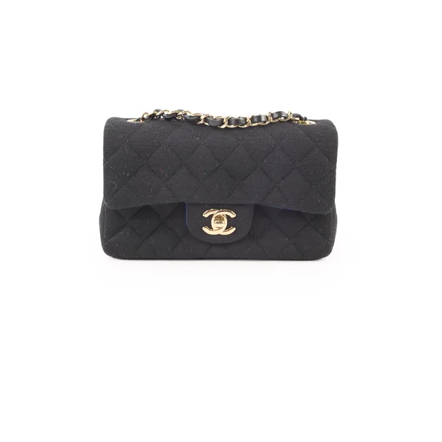 Chanel Mini Rectangle Jersey Fabric Black (28 series) in Black from The Purse Affair