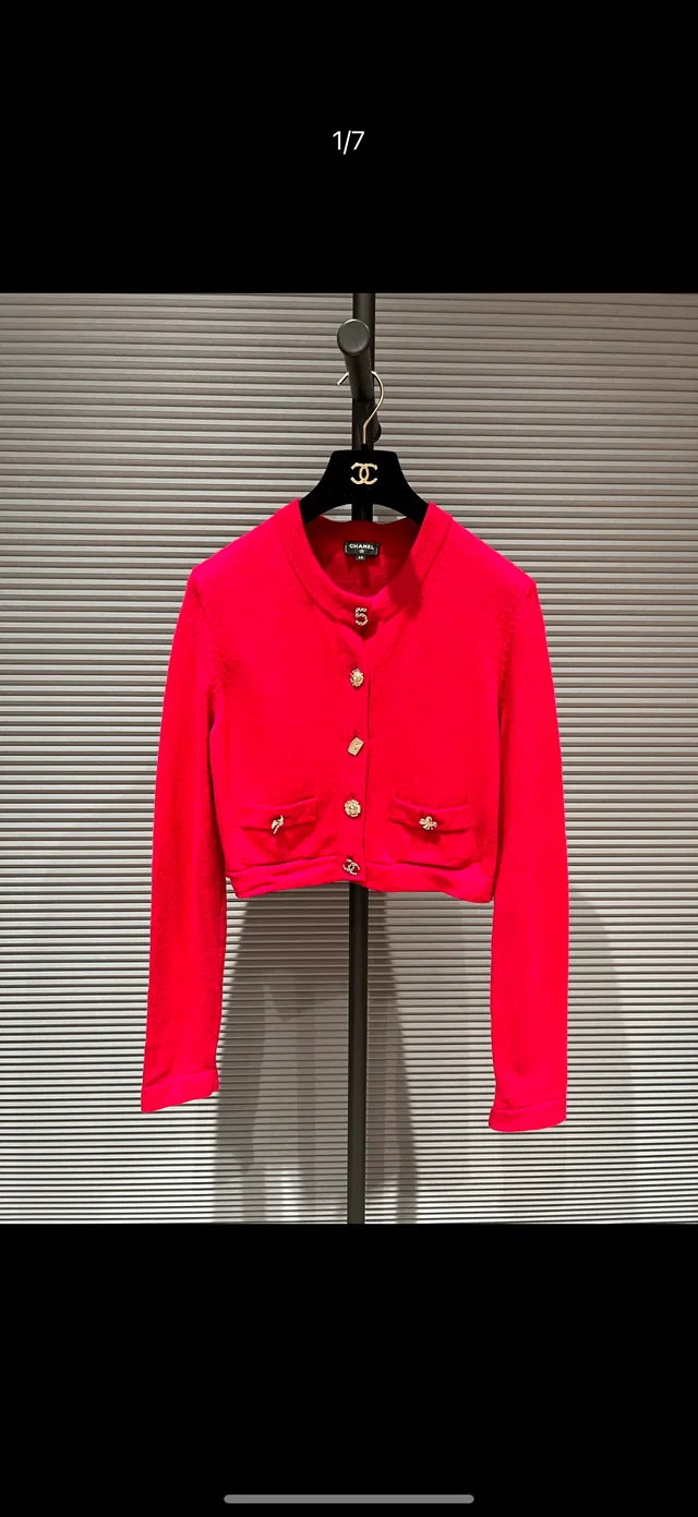 Chanel Charm Cardigan Raspberry 38 from Luxury Promise