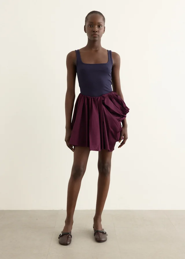 Ganni Technical Stretch Satin Draped Mini Skirt in Red from Incu, photo 1 of 1