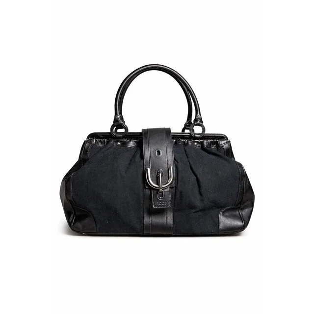 Tod's Vintage Y2k Black Canvas & Leather Satchel Handbag Top Handle W/Buckle in silver|black|gray Canvas from Poshmark