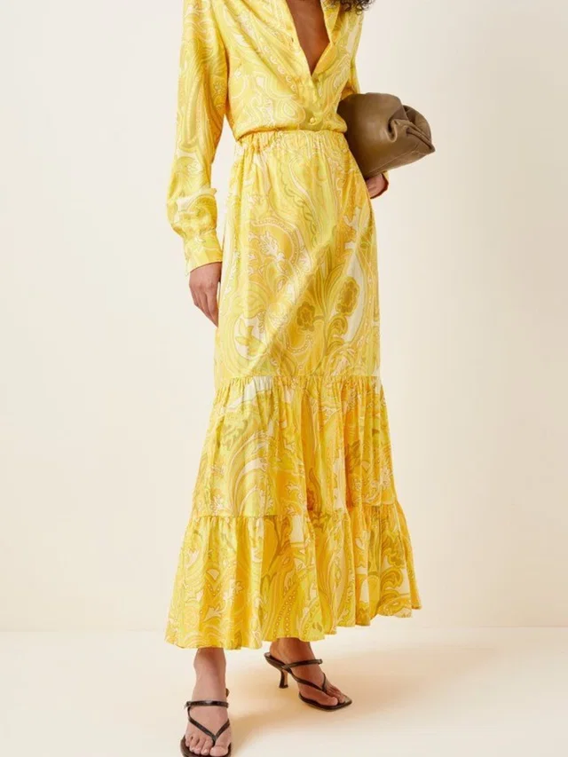 Etro Paisley Tiered Maxi Skirt in yellow from Poshmark