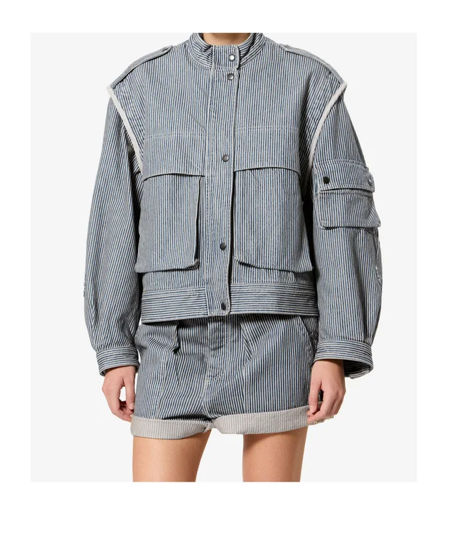Isabel Marant Étoile Striped Utility Denim Jacket, photo 2 of 4 from SENSER