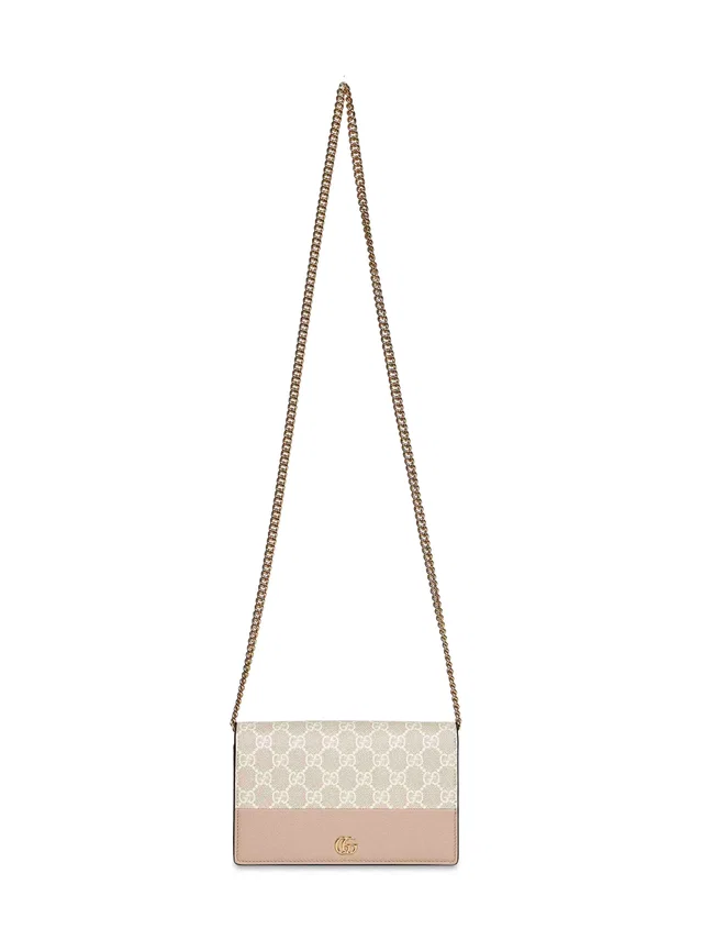 Gucci Gg Marmont Wallet On Chain — Beige Calf Leather in Beige Calfskin from HEWI