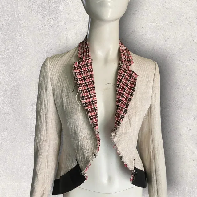 Comme des Garçons Vintage Ss04 Tweed Jacket in Beige in neutral|white Tweed from Grailed