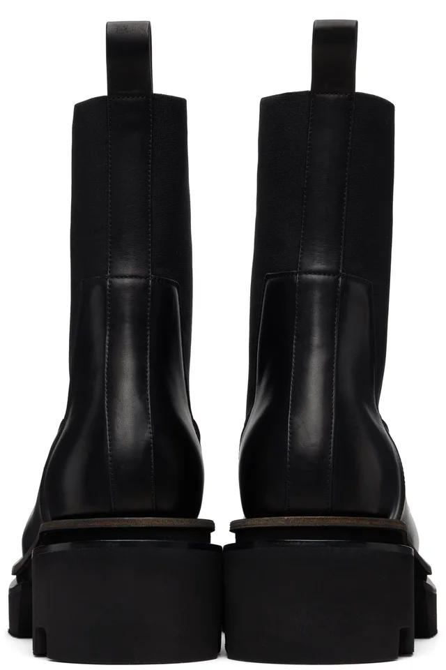 Rick Owens Black Temple Beatle Bogun Chelsea Boots, photo 2 of 5 from SSENSE