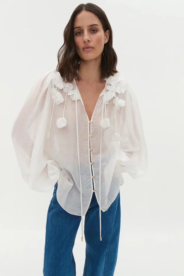 AJE Camille Flower Blouse in White from Aje, photo 1 of 1