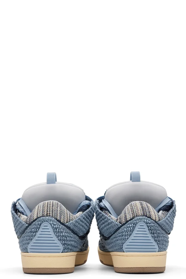 Lanvin Blue Faux-Raffia Curb Sneakers, photo 2 of 2 from SSENSE