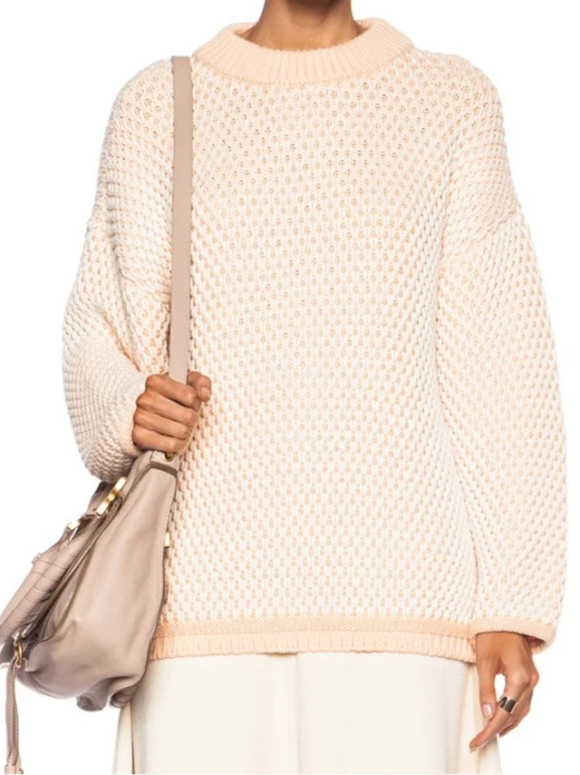 Chloé Pale Peach Crewneck Chunky Knit Sweater from Poshmark
