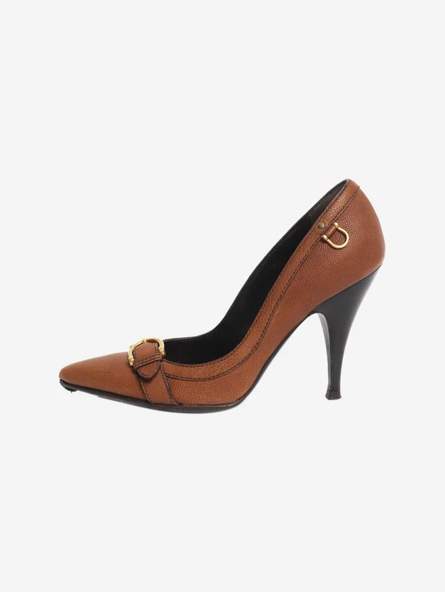 Burberry Brown pointed-toe pumps - size EU 36 (UK 3) in Brown Leather from Sign of the Times