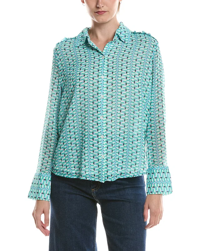 NIC+ZOE Geo Steps Chiffon Shirt, image 1 of 1 from Gilt
