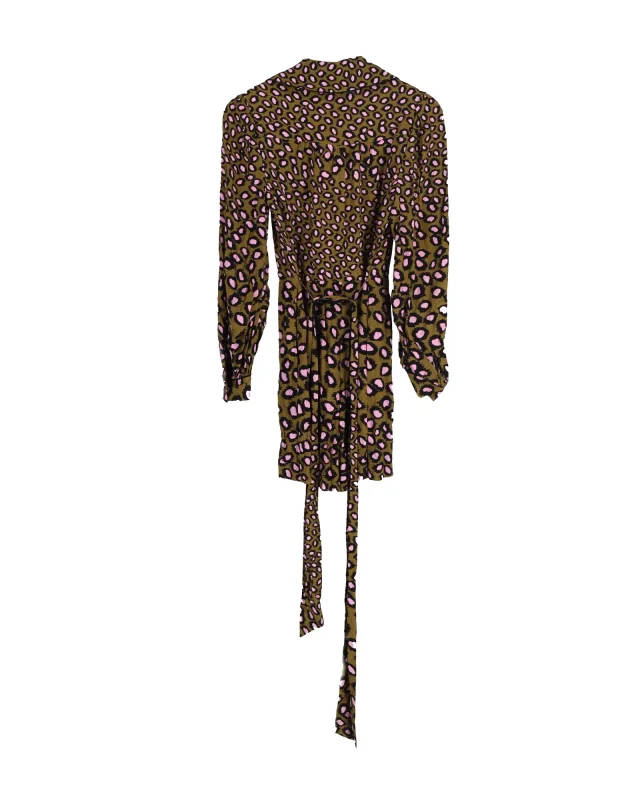 Diane von Furstenberg Ella Wrap-Effect Leopard Print Playsuit in Multicolor Viscose, photo 3 of 3 from ShopSimon