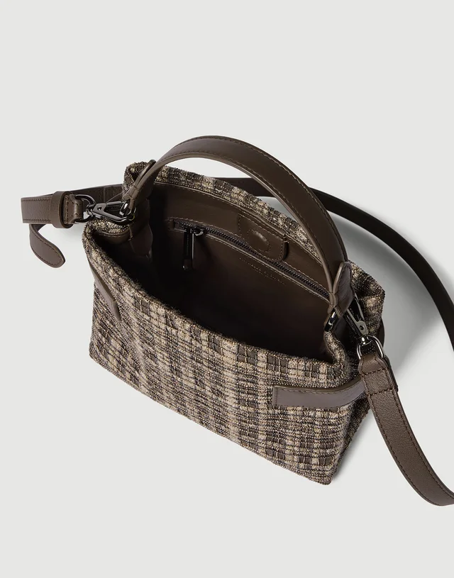 Brunello Cucinelli Essence small top-handle bag in suede with precious check embroidery, photo 5 of 5 from SENSER