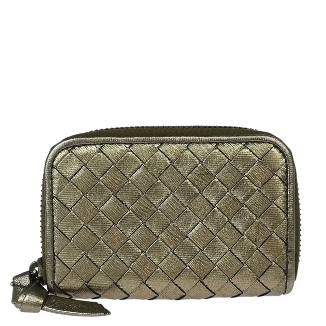 Bottega Veneta Bronze Intrecciato Coin Case Wallet in Woven leather from AMORE Vintage Tokyo