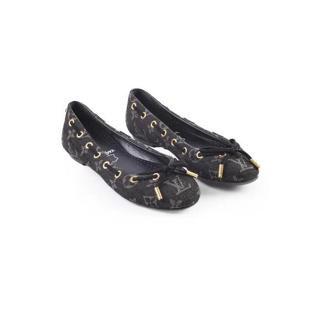 Louis Vuitton Flat Ballerina Black Size 34.5 in Black Denim from The Purse Affair