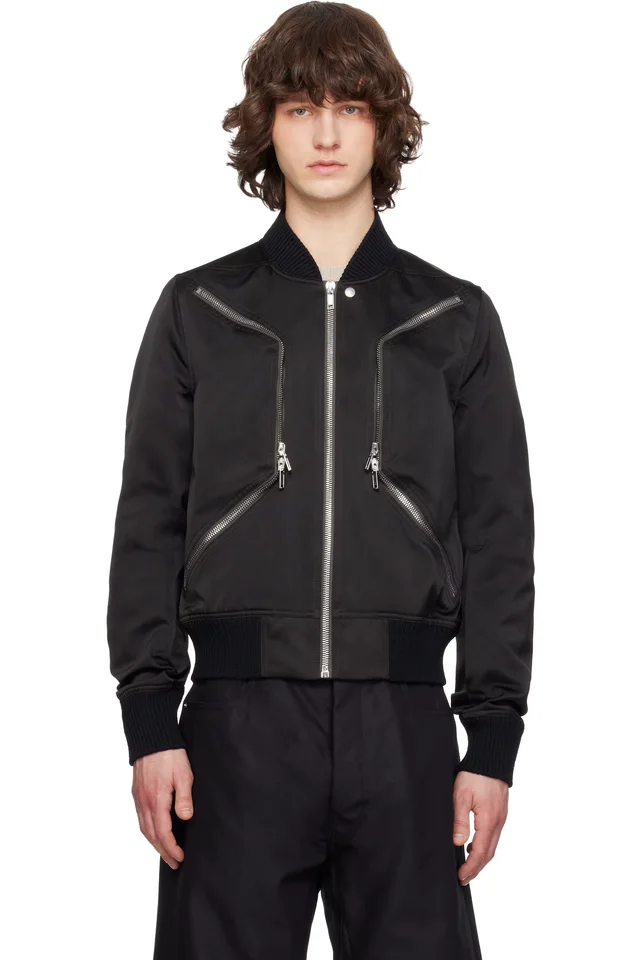 Rick Owens Black Temple Heizer Flight Bomber Jacket, image 1 of 1 from SSENSE