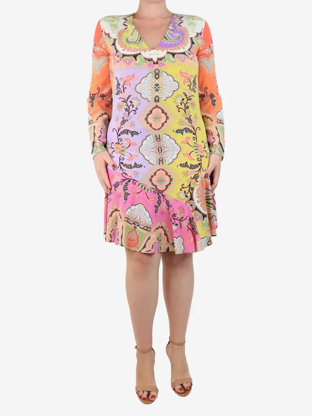 Etro Multicolour floral and paisley mini dress - size UK 14 in Silk from Sign of the Times
