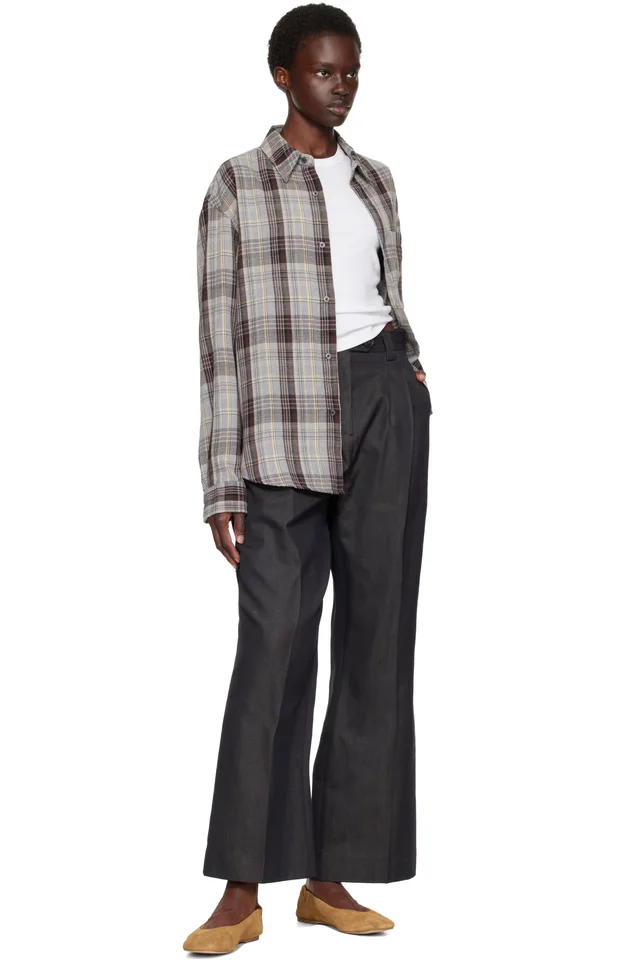 TONYWACK Gray & Brown Flannel Shirt, photo 4 of 4 from SSENSE