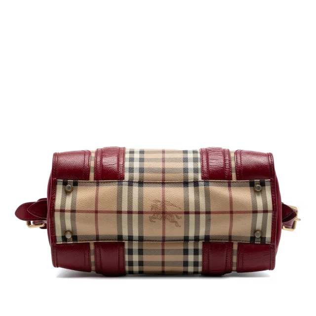 Beige Burberry Haymarket Check Coated Canvas Minford Portrait Satchel in Beige Coated canvas from Designer Revival, photo 3 of 6